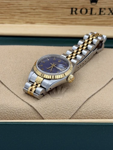 Rolex Datejust 26mm 69173 purple roman dial, bimetal jubilee bracelet, 1989