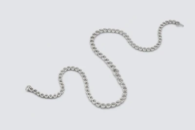 9ct White Gold Diamond Tennis Necklace 18.41ct Graduated Brilliant Cut