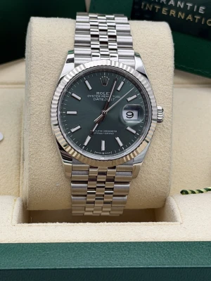 Rolex Datejust 36mm 126234 mint green dial, fluted bezel, jubilee bracelet 2024