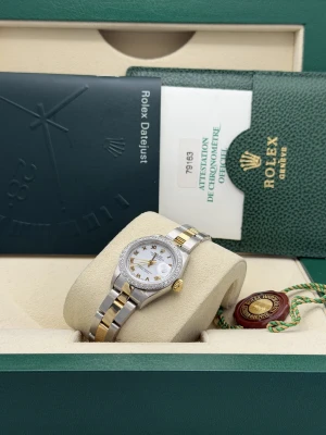 Rolex Datejust 26mm 79163 bi metal oyster, white roman dial, diamond bezel, 2003