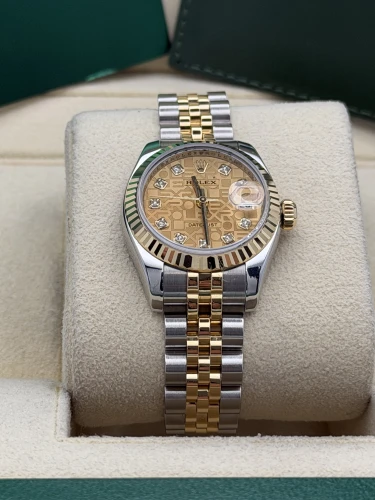 Rolex Datejust 26mm 179173 bi metal fluted bezel, champ dia dial, jubilee, 2008