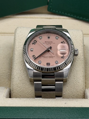 Rolex Datejust 34mm, 115234, pink diamond dot dial, oyster bracelet, 2017