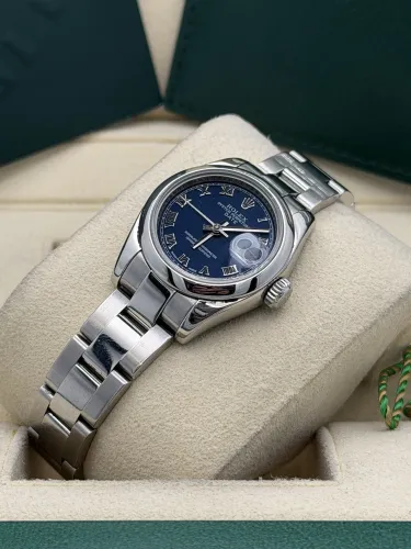 Rolex Datejust 26mm 179160 blue roman dial, smooth bezel, oyster, 2008