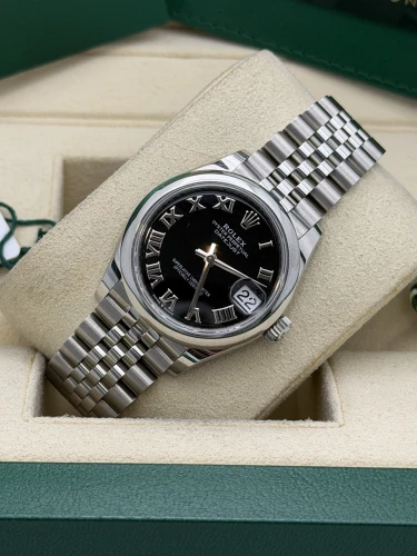 Rolex Datejust 31mm 278240 black Roman dial, smooth bezel, jubilee 2026