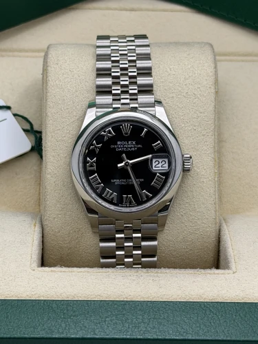 Rolex Datejust 31mm 278240 black Roman dial, smooth bezel, jubilee 2026