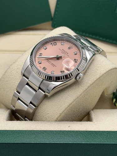 Rolex Datejust 34mm, 115234, pink diamond dot dial, oyster bracelet, 2017