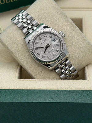 Rolex Datejust 26mm 179174, silver jubilee dial, white gold fluted bezel, jubilee bracelet, 2006