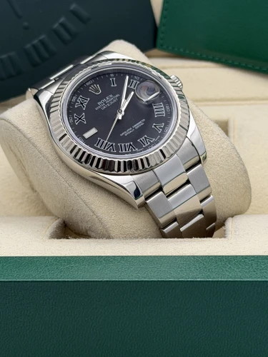 Rolex Datejust 2 41mm 116234 2014 black roman, fluted bezel, oyster, 2014