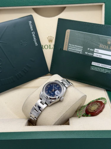 Rolex Datejust 26mm 179160 blue roman dial, smooth bezel, oyster, 2008