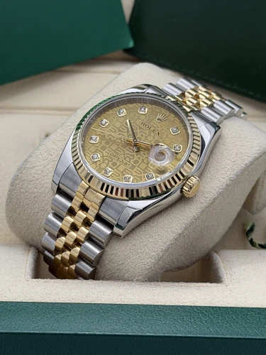 Rolex Datejust 36mm,36 116233, bi metal champ jubilee diamond dot dial, fluted, jubilee, 2010