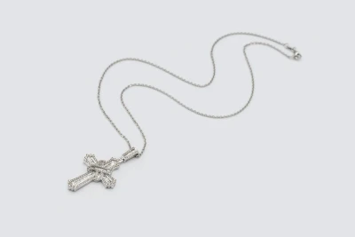 9ct White Gold Diamond Cross Pendant Necklace 1.17ct