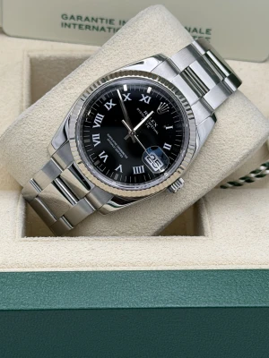 Rolex Datejust 34mm Stainless Steel Oyster Black Roman Dial 115234 (2008)