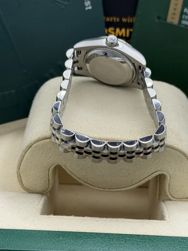 Rolex Datejust 26mm 179174 white baton dial, fluted bezel, jubilee bracelet, 2011