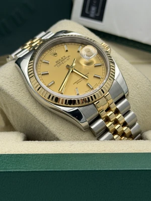 Rolex Datejust 36mm champagne baton dial, bi metal jubilee bracelet 116233 2005