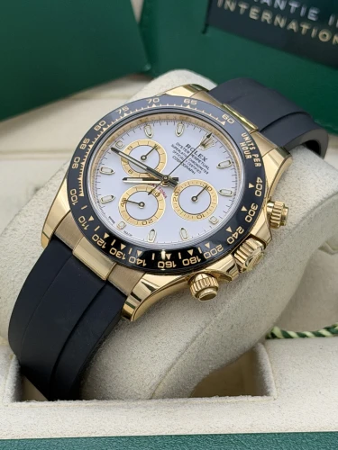 Rolex Daytona 40mm, 116518LN, yellow gold, white dial, oysterflex, 2023 unworn