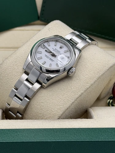 Rolex Datejust 26mm, 179160, white baton, smooth bezel, oyster, 2011