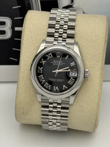 Rolex Datejust 31mm 278240 black Roman dial, smooth bezel, jubilee 2026