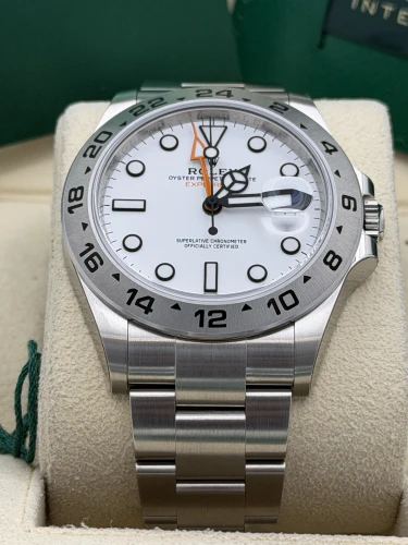 Rolex Explorer 2 42mm polar white dial, oyster bracelet, 2023 unworn