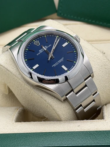 Rolex Oyster Perpetual 39mm 114300 blue dial, oyster bracelet, 2018