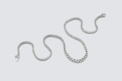 9ct White Gold Diamond Tennis Necklace 4.00ct Graduated Brilliant Cut