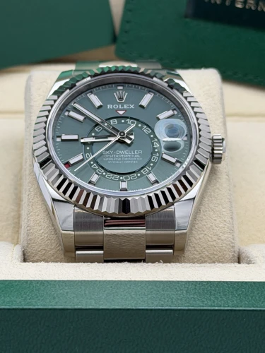 Rolex Sky-Dweller 42mm, 336934 mint green dial, oyster bracelet, 2026 unworn