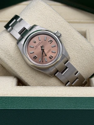 Rolex Oyster Perpetual 26mm Pink Baton Dial Oyster Bracelet 176200 2013