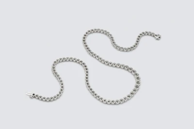 9ct White Gold Diamond Tennis Necklace 6.27ct Graduated Brilliant Cut