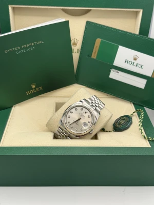 Rolex Datejust 36mm Silver diamond dot fluted bezel jubilee bracelet 116234 2018