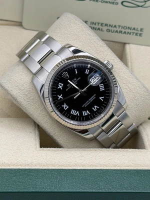 Rolex Datejust 34mm Stainless Steel Oyster Black Roman Dial 115234 (2008)