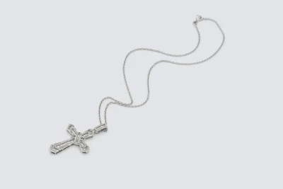 9ct White Gold Diamond Cross Pendant Necklace 1.00ct