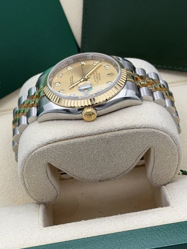 Rolex Datejust 36mm, 116233, bi metal, champ dia dot dial, fluted, jubilee, 2010