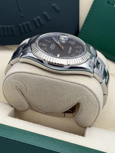 Rolex Datejust 2 41mm 116234 2014 black roman, fluted bezel, oyster, 2014