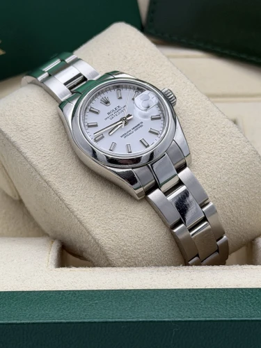 Rolex Datejust 26mm, 179160, white baton, smooth bezel, oyster, 2011