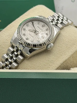 Rolex Datejust 26mm 179174, silver jubilee dial, white gold fluted bezel, jubilee bracelet, 2006