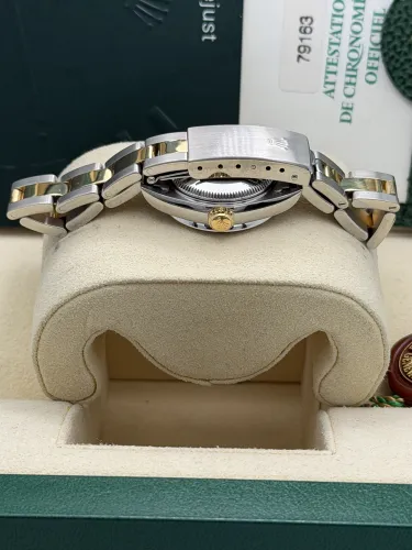 Rolex Datejust 26mm 79163 bi metal oyster, white roman dial, diamond bezel, 2003