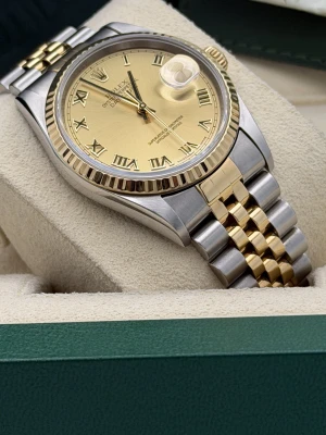 Rolex Datejust 36mm 16233 bi metal champagne roman dial, jubilee bracelet 2002