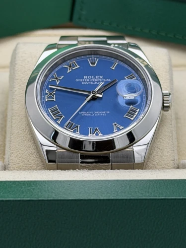 Rolex Datejust 41mm 126300 2020 blue azzurro, smooth bezel, oyster,2020