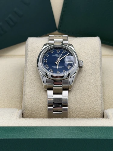 Rolex Datejust 26mm 179160 blue roman dial, smooth bezel, oyster, 2008