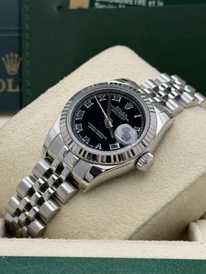 Rolex Datejust 26mm 179174 black roman dial jubilee bracelet 2009
