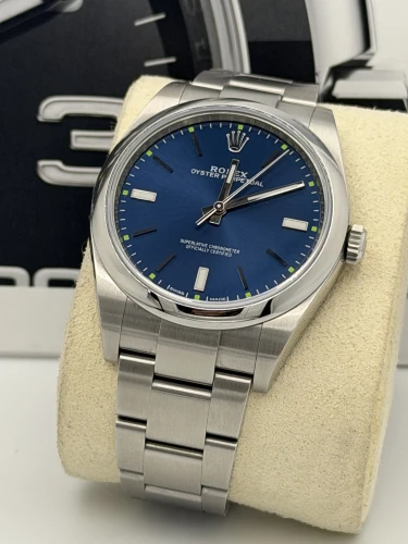 Rolex Oyster Perpetual 39mm 114300 blue dial, oyster bracelet, 2018