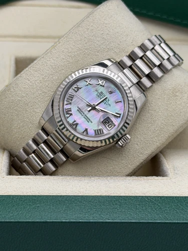Rolex Datejust 26mm 179179 white gold,MOP dial, fluted, president bracelet 2022