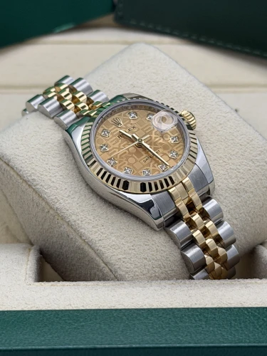 Rolex Datejust 26mm 179173 bi metal fluted bezel, champ dia dial, jubilee, 2008
