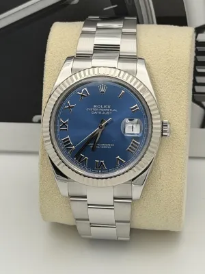 Rolex Datejust 41mm 126334 azzurro blue, fluted bezel, oyster bracelet, 2022