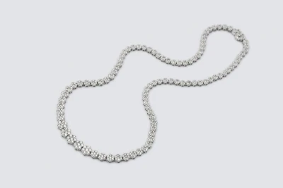 9ct White Gold Diamond Tennis Necklace 10.63ct Graduated Brilliant Cut Flower Set