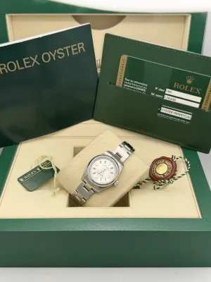 Rolex Oyster Perpetual 26mm 176200 silver baton dial 2009