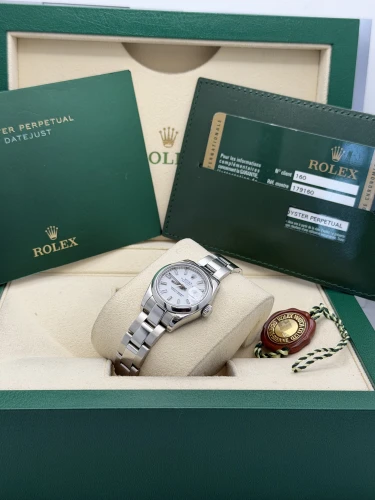 Rolex Datejust 26mm, 179160, white baton, smooth bezel, oyster, 2011