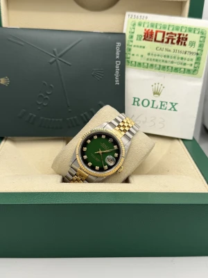 Rolex Datejust 36mm 16233 green vignale dial bi metal jubilee, fluted bezel 1996