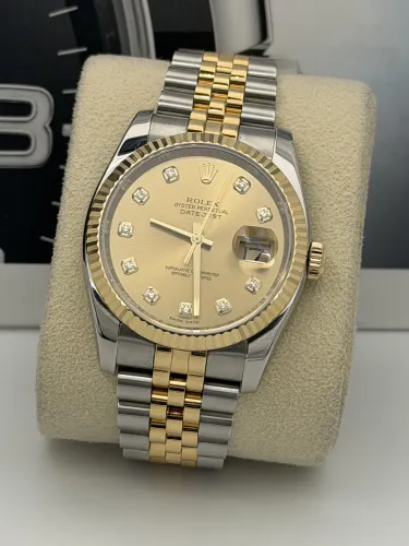 Rolex Datejust 36mm 116233 bi metal champ dia dial, fluted, jubile, 2011