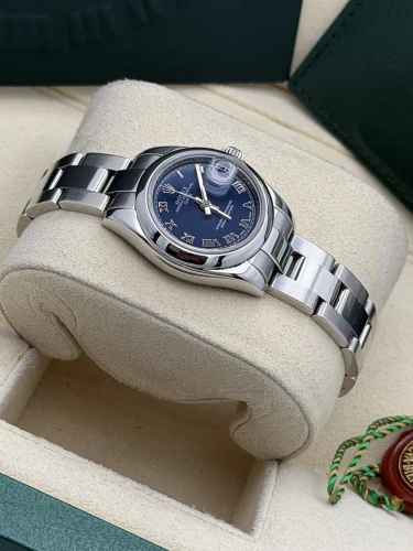 Rolex Datejust 26mm 179160 blue roman dial, smooth bezel, oyster, 2008