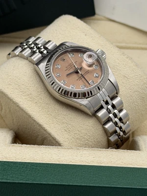 Rolex Datejust 26mm 69174 pink dia dot dial fluted bezel jubilee bracelet 1999